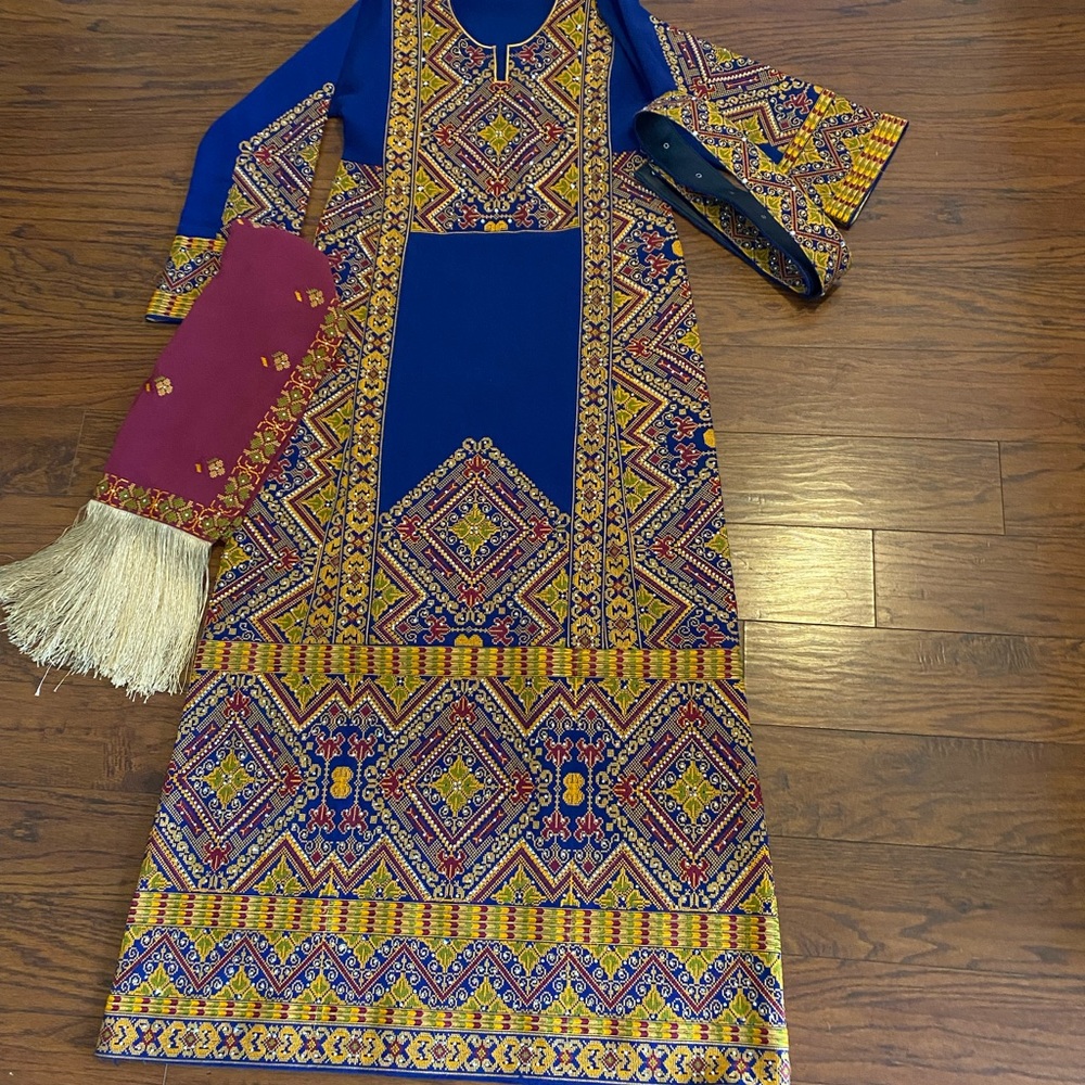 Palestinian thoub dress tatreez custom intricate Palestinian embroidery work